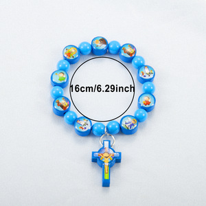 Pulsera de <span class=keywords><strong>Rosario</strong></span> Católica Religiosa Hecha a Mano de la Marca SJ, con Cuentas de Oración Rosadas y Azules, para Unisex, Regalo de Aniversario - Product Image 4