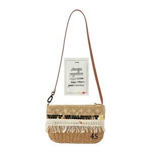 Borsa a Tracolla BOLSOS in Pizzo con Paillettes e Frange in Cotone, Tracolla in PU, 26x17cm - Product Image 1