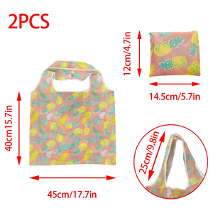 Heavy Duty Expandable Folding Tote <b>Bag</b> Large Reusable 190T Polyester <b>Long</b> Double Cartoon Eco-friendly Grocery Shopping <b>Bag</b> - Product Image 2