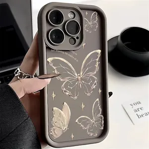 Custodia per telefono in Silicone farfalla oro per <span class=keywords><strong>iPhone</strong></span> 16 15 14 Pro Max custodie per <span class=keywords><strong>iPhone</strong></span> 13 12 11 Pro Max Mini XS XR X 7 8 Plus <span class=keywords><strong>SE</strong></span> <span class=keywords><strong>Cover</strong></span> <span class=keywords><strong>2020</strong></span> - Product Image 2