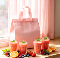Op maat gemaakte hete pers logo recyclebare, waterdichte, thermische koeltas van non-woven materiaal, perfect voor koffie, dranken, gebak, cateringbezorging