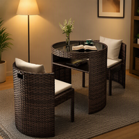 Ensemble bistrot pliable en rotin PE pour balcon et espace extérieur, table et chaises en osier pour patio, jardin et conversation en convivialité