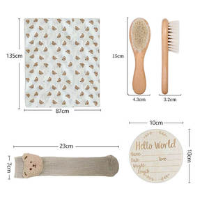 Set regalo personalizzato con stampa dell'orso <span class=keywords><strong>Baby</strong></span> Shower in cotone avvolgente Set regalo di mussola per neonati - Product Image 5