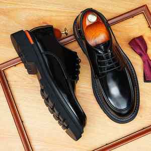 Chaussures de ville haut de gamme pour hommes en cuir véritable à bout pointu, chaussures de mariage en cuir, chaussures décontractées brillantes à lacets, grandes tailles - Product Image 3