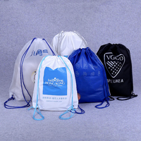 Sac de rangement en PE - Pochette publicitaire pliable à cordon - Pochette de sac à dos en plastique double couche - Logo personnalisé