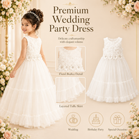 Robe de bal en tulle blanc princesse pour filles de 8 à 16 ans, robe de demoiselle d'honneur, robe de fête, broderie en dentelle, nœud dans le dos, robe bouffante pour demoiselle d'honneur
