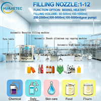 HUAJIETEC Machine de remplissage automatique à 2 pistons pour liquides à faible et moyenne viscosité, idéale pour le gel douche et le shampoing