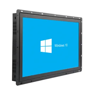 Monitor de metal fixado na parede vesa, quadro aberto, 9.7 ~ 23.6 polegadas com tela sensível ao toque capacitiva, cabo vga HD-MI para equipamentos industriais