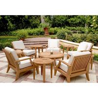 Ensemble de meubles de jardin en bois de teck fait main Villa Veranda : chaise de conversation et canapés d'extérieur