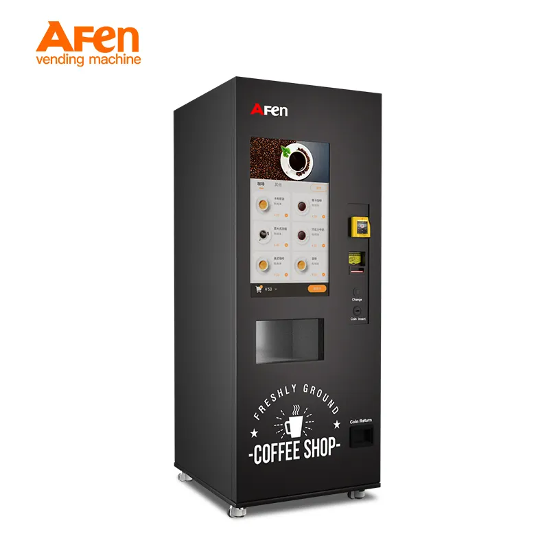 AFEN वाणिज्यिक सिक्का बिल कार्ड संचालित ऑटो कप कॉफी वेंडिंग स्वचालित कॉफी मशीन वेंडिंग