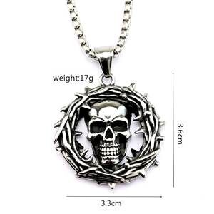 Colgante de calavera de acero inoxidable con corona de espinas, collar de estilo punk para hombre, joyería de moda, regalo para combinar con ropa - Product Image 5