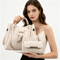 Ensemble de sacs à main 3-en-1 pour femme en cuir PU, prêt à être expédié depuis l'entrepôt : sac fourre-tout, sac à bandoulière et pochette – Vente en gros en stock