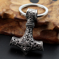Amulette Métallique Scandinave avec Impression Offset pour Porte-clés, Breloque Marteau Mjolnir Viking