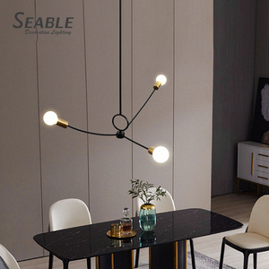 Lampada <span class=keywords><strong>a</strong></span> sospensione per lampadari da interno <span class=keywords><strong>a</strong></span> tre braccia con testa in vetro soffiato Vintage creativo - Product Image 4