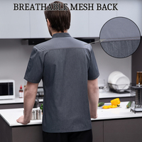 Vente en gros de vêtements de chef d'été respirants avec poche chemise pour femmes de service de cuisine de café logo personnalisé uniforme de serveur noir