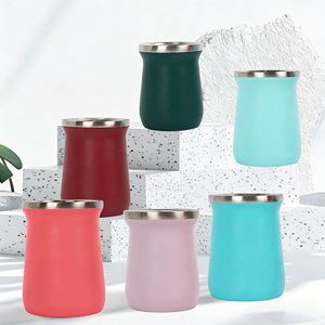 Portable Mini Stainless Steel 8oz <b>Insulated</b> Eggshell Texture <b>Mug</b> - Product Image 2