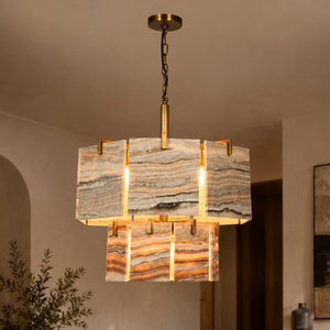 Custom Natural Stone Pendant Chandelier Source Factory ModernLuxury Brass Hanging Lamp for <b>Dining</b> Room Living Room Hotel Project - Product Image 1