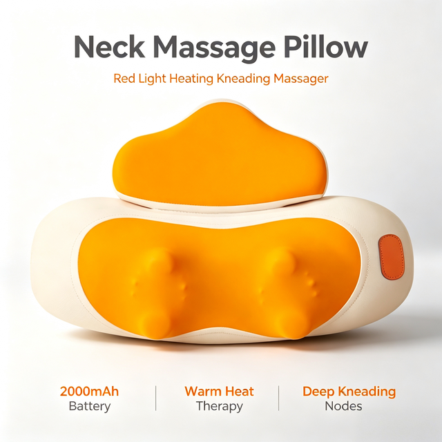 Portable Rechargeable Wireless Neck and Shoulder Massager with Thermal Therapy and Kneading Vibration, Suitable for Home Use