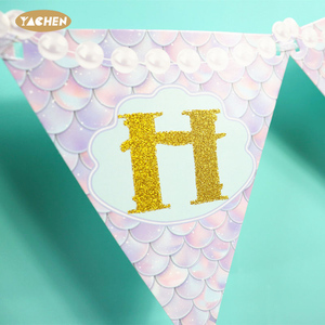 Bannière Joyeux Anniversaire Sirène Bleue et Violette YACHEN <span class=keywords><strong>pour</strong></span> Enfants sur le Thème de la Sirène 1er Anniversaire Baptême Décoration de Fête - Product Image 4