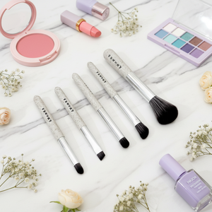 Juego de 5 Brochas de Maquillaje Profesionales para Rostro con Cerdas de Lana Artificial <span class=keywords><strong>y</strong></span> Mango Inyectado, Estilos Difuminador, Abanico <span class=keywords><strong>y</strong></span> Plano, Venta al por Mayor - Product Image 4