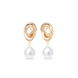Boucles d'oreilles pendantes tendance en acier inoxydable 316L plaqué or PVD avec perles, durables et résistantes - Product Image 2