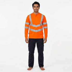 Chemise de travail haute visibilité réfléchissante en coton 100% avec logo personnalisé, séchage rapide, manches longues, respirante, vêtements de travail de sécurité formels - Product Image 1