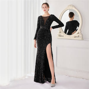 Nouvelle élégante robe de soirée en queue de poisson à manches longues et paillettes Queen robe de soirée de mariage pour ou <span class=keywords><strong>Reveillon</strong></span> - Product Image 5