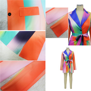 Mới Nhất Thiết Kế Mùa Thu Phụ Nữ Văn Phòng Dresses Cầu Vồng In Ấn Khăn Choàng Cổ Áo Phù Hợp Với Ăn Mặc Phụ Nữ Tie Dye Blazer Dress - Product Image 6