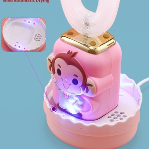 แปรงสีฟันไฟฟ้าอัลตราโซนิกซิลิโคนรูปตัวยูแบบนุ่มพิเศษสำหรับเด็กพร้อมที่วางแปรงสีฟัน แปรงสีฟันไฟฟ้ารูปตัวยูสำหรับเด็ก - Product Image 6