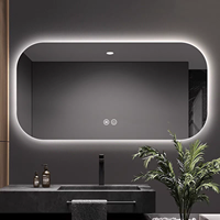Miroir de salle de bain LED rectangulaire moderne, anti-buée, intelligent, mural, grand miroir de vanité avec éclairage pour hôtel, toilettes