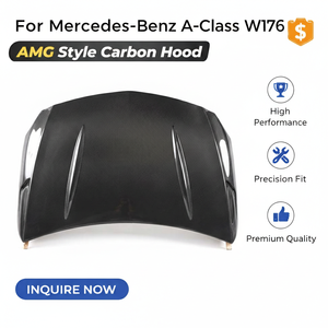 Capot en fibre de carbone pour <span class=keywords><strong>Mercedes</strong></span>-Benz Classe A W176 (2013-2018) |   Remplacement du capot avant style <span class=keywords><strong>AMG</strong></span> |   Ajustement de style OEM - Product Image 1