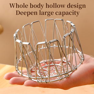 Cesta de Almacenamiento Dorada para el Hogar, Plegable, de Metal <span class=keywords><strong>Flexible</strong></span>, Cesta de Alambre de Acero Inoxidable, Cesta de Frutas para Cocina - Product Image 2