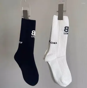 Designer Men's <b>Socks</b> Luxury Unisex Cotton Letters Embroidered <b>Black</b> White Middle-tube for Men Women Bulk Price - Product Image 1