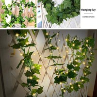 8 Mode 33ft 100 LED Lampu Tahan Air Bentuk Daun Ivy Garland Lampu Hias Tenaga Surya Lampu Pernikahan Lampu Peri Ivy