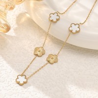 18K gouden roestvrijstalen waterdichte ketting met pruimenbloesempatroon, stoer, elegant, dames statement hanger, cadeau