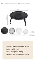Barbecue au charbon de bois pliable IKW, design compact et léger, portable, à 3 pieds, en métal, pour le camping, le jardin, les barbecues en famille, foyer, brasero