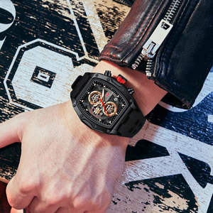 Mini Focus MF0473G carré décontracté Sport chronographe <span class=keywords><strong>montre</strong></span> pour hommes bracelet en silicone <span class=keywords><strong>montre</strong></span>-bracelet grand cadran pointeurs lumineux <span class=keywords><strong>montre</strong></span> à Quartz - Product Image 6