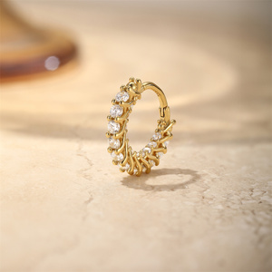 Anillo de Nariz Clásico de Plata de Ley S925 con Zirconia de Doble Capa, Juego de Aros para Oreja y Piercings Daith - Product Image 3