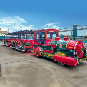 Fun Amusement Park Rides High Quality China Supply Kids And Adults 56 Seats Tourist Sightseeing Trackless Train For Sale