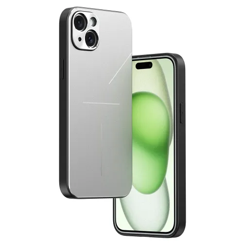 Funda de teléfono a prueba de golpes de TPU de metal estilo 3 líneas para iPhone 15 y RJ52