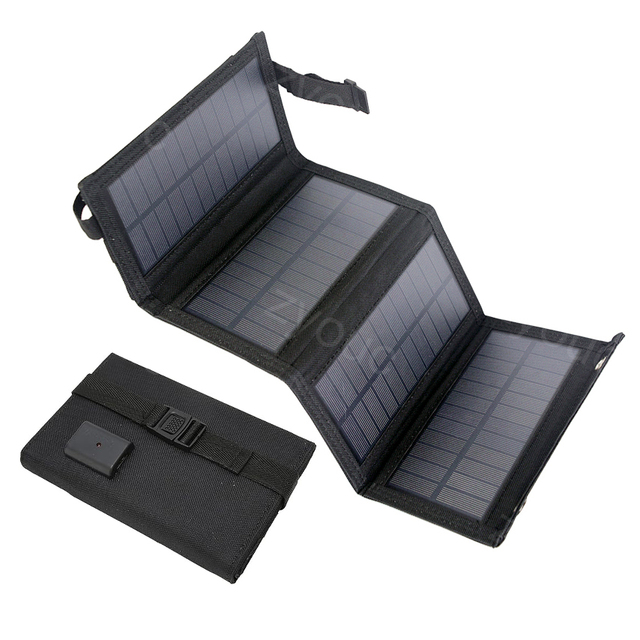 Portable Foldable 5V USB Solar Panels Waterproof Mobile Phone Battery Charger with USB Port for Outdoor Camping