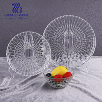 Assiette en verre transparente ronde de 6,5 pouces avec motif gravé, idéale pour salades et collations – Vente en gros directe usine