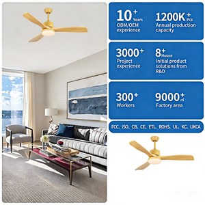 Decorative DC Motor LED Ceiling Fan with <b>Remote</b> <b>Control</b> 6-Speed Modern Design Wood Color for Living Room Exhaust Fan - Product Image 4