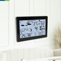Horloge météo intelligente en ABS avec signal DCF baromètre de température et d'humidité, vertical/mural, pour l'extérieur et le bureau.