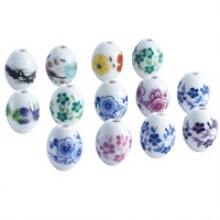 Perles d'espacement en porcelaine en vrac en gros bleu blanc forme d'olive bricolage fabrication de bijoux résultats perles de décalcomanie en céramique