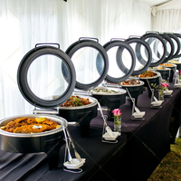 Luxus arabische Edelstahl Chafing Dish mit sichtbarem Glas deckel Hotel & Restaurant Buffet Set schwarze Farbe