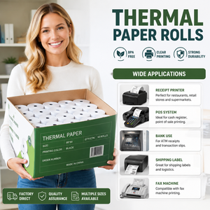 Papel Térmico para Impresora de 80 mm, Papel para Caja Registradora, Rollo de Papel Térmico para Recibos de <span class=keywords><strong>Cajero</strong></span> Automático, 80*80 - Product Image 1