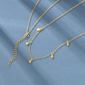 Collar de Plata de Ley 925 con Estrella de Ocho Puntas, Zirconia Geométrica, Chapado en Oro de 18k, para Uso Diario - Product Image 2