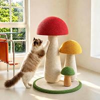 Griffoir pour chat en sisal durable, style mignon à trois champignons, ne se déchire pas facilement, design vertical pour affûter les griffes
