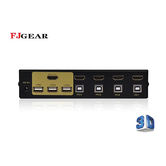FJGEAR HDMI KVM Switcher 4 port for 4 computer sharing 1 keyboard,1 mouse,1 display